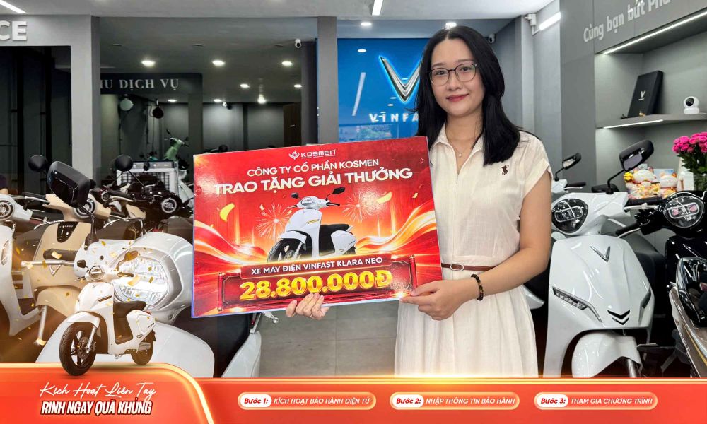 Kosmen Trao Tặng Xe Máy Điện VinFast Đến Khách Hàng May Mắn