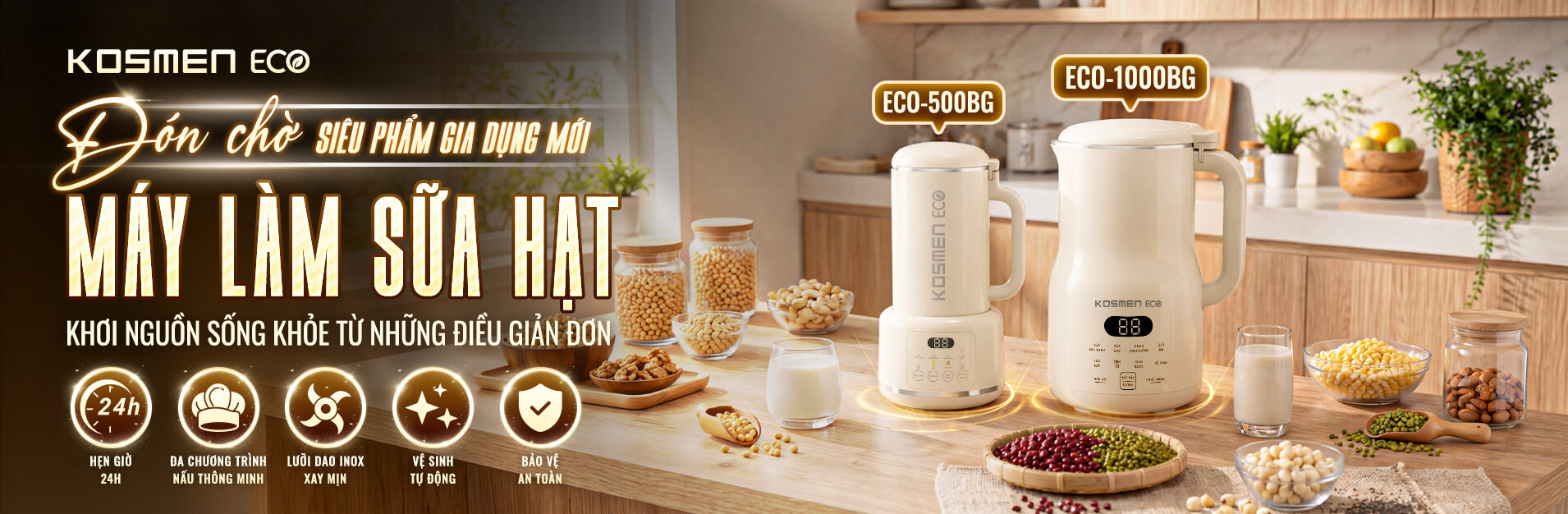 Kosmen Eco ra mắt bộ đôi máy làm sữa hạt