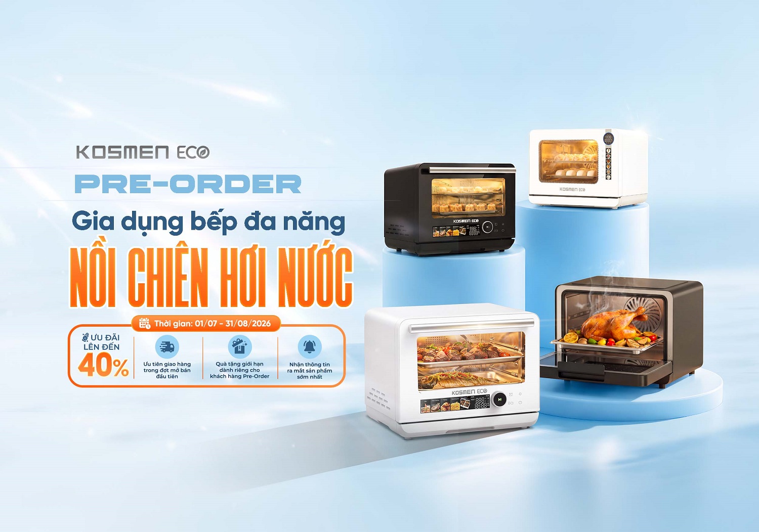 Kosmen Eco Mở Chương Trình Pre-Order Dòng Nồi Chiên Hơi Nước Thế Hệ Mới